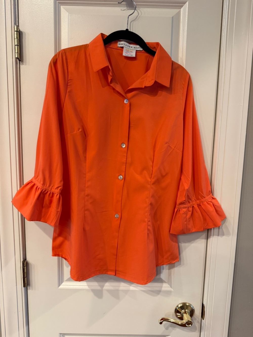 GRETCHEN SCOTT Designs Priss Blouse in orange - LIKE NEW! Size Medium